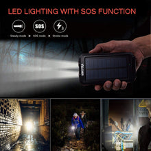 Solar Charger, YELOMIN 20000Mah Portable Waterproof Solar Power Bank for Cellphones Tablets External Backup Battery Pack Built-In Dual USB Outputs/Led Flashlights, Suitable for Outdoor Camping Travel