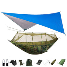 Outdoor Parachute Cloth Hammock Couble with Mosquito Net Light Portable Army Green Insect-proof Camping Aerial Tent
