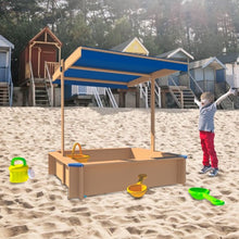 Sandpit Kids Wooden Playset Outdoor Backyard With Cover - Retractable