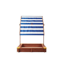 46 Inches Wooden Sandbox With Adjustable Canopy, Large Outdoor Cedar Bunker