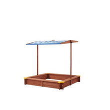 46 Inches Wooden Sandbox With Adjustable Canopy, Large Outdoor Cedar Bunker