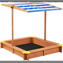46 Inches Wooden Sandbox With Adjustable Canopy, Large Outdoor Cedar Bunker