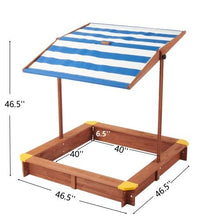 46 Inches Wooden Sandbox With Adjustable Canopy, Large Outdoor Cedar Bunker