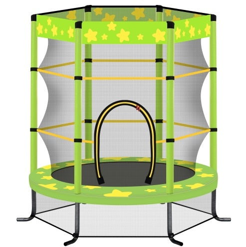 55 Inch Kids Trampoline With Safety Enclosure Net, 4.5FT Outdoor Indoor Trampoline For Kids Purple