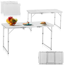 4ft Silver Outdoor Folding Table, Aluminum Alloy Rectangular 30kg, Three Fold Tabletop