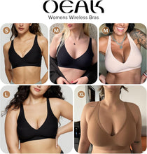 OEAK Womens Deep V Bras Wireless Comfortable Bra Supportive No Underwire Bras Tshirt Push Up Bralettes Plunge Seamless Bra