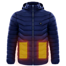 Men Heated Puffer Jacket Electric Heating Coat Insulated Hood Windbreaker 9Heat Zones