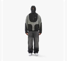 Men's Fashion Lamb Wool Hooded Zipper Coat Sweatshirt Patchwork Line Design Male Tops Casual