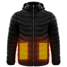 Men Heated Puffer Jacket Electric Heating Coat Insulated Hood Windbreaker 9Heat Zones