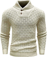 Men's Slim Turtleneck Sweater With Button Design Fashion Casual Solid Color Pullover Top Clothing