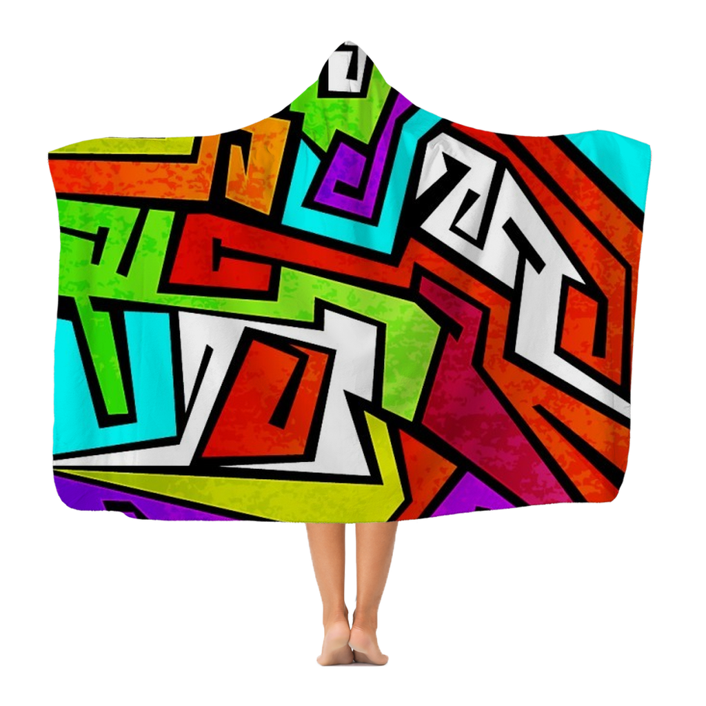colorful-graffiti-vector Premium Adult Hooded Blanket