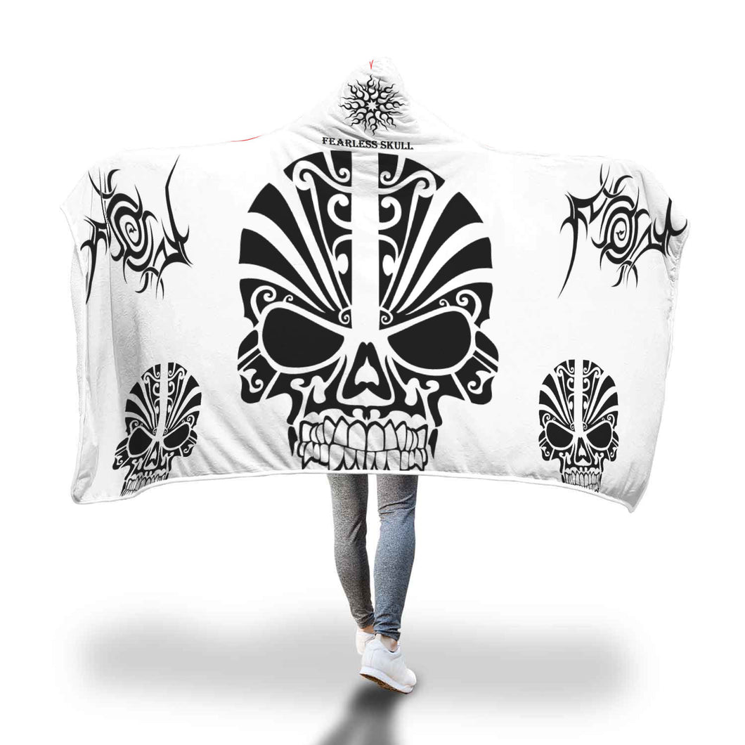 Custom Designed Hooded Blanket Fearless Skull - neverleavehomedeals.com