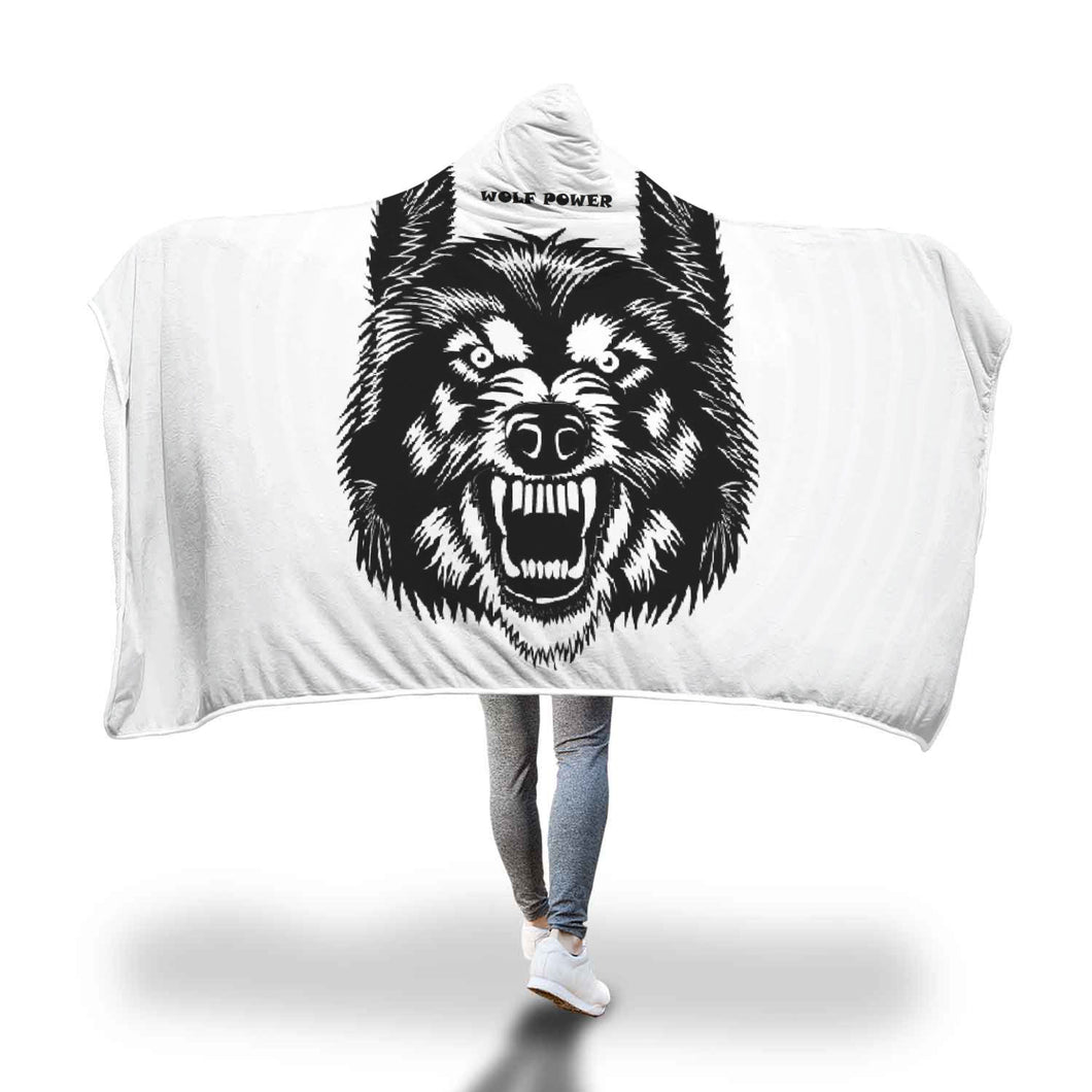 Custom Designed Hooded Blanket Wolf Power - neverleavehomedeals.com