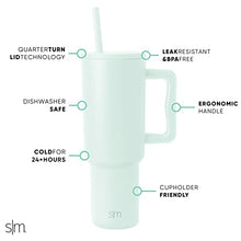 Simple Modern 40 oz Tumbler with Handle and Straw Lid | Insulated Cup Reusable Stainless Steel Water Bottle Travel Mug Cupholder Friendly | Gifts for Women Men Him Her | Trek Collection | Almond Birch