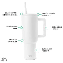 Simple Modern 40 oz Tumbler with Handle and Straw Lid | Insulated Cup Reusable Stainless Steel Water Bottle Travel Mug Cupholder Friendly | Gifts for Women Men Him Her | Trek Collection | Almond Birch