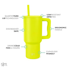 Simple Modern 40 oz Tumbler with Handle and Straw Lid | Insulated Cup Reusable Stainless Steel Water Bottle Travel Mug Cupholder Friendly | Gifts for Women Men Him Her | Trek Collection | Almond Birch