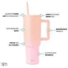 Simple Modern 40 oz Tumbler with Handle and Straw Lid | Insulated Cup Reusable Stainless Steel Water Bottle Travel Mug Cupholder Friendly | Gifts for Women Men Him Her | Trek Collection | Almond Birch