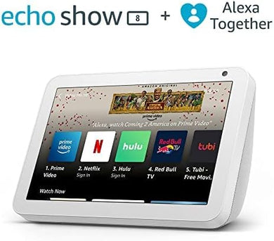 Echo Show 8 (2nd Gen, 2021 release) - Glacier White - with 30-day FREE trial of Alexa Together (monthly auto-renewal)