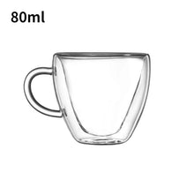 Double Wall Mug for Tea Heart Love Shaped Cup Glass Champagne Wine Milk Juice Espresso Coffee Drinkware Bar Drinking Utensils