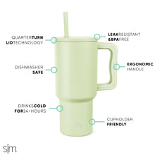 Simple Modern 40 oz Tumbler with Handle and Straw Lid | Insulated Cup Reusable Stainless Steel Water Bottle Travel Mug Cupholder Friendly | Gifts for Women Men Him Her | Trek Collection | Almond Birch