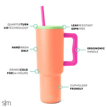 Simple Modern 40 oz Tumbler with Handle and Straw Lid | Insulated Cup Reusable Stainless Steel Water Bottle Travel Mug Cupholder Friendly | Gifts for Women Men Him Her | Trek Collection | Almond Birch