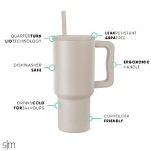 Simple Modern 40 oz Tumbler with Handle and Straw Lid | Insulated Cup Reusable Stainless Steel Water Bottle Travel Mug Cupholder Friendly | Gifts for Women Men Him Her | Trek Collection | Almond Birch