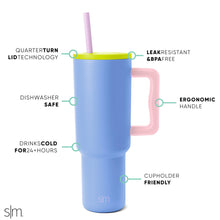 Simple Modern 40 oz Tumbler with Handle and Straw Lid | Insulated Cup Reusable Stainless Steel Water Bottle Travel Mug Cupholder Friendly | Gifts for Women Men Him Her | Trek Collection | Almond Birch