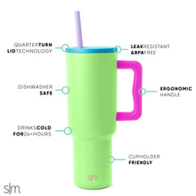 Simple Modern 40 oz Tumbler with Handle and Straw Lid | Insulated Cup Reusable Stainless Steel Water Bottle Travel Mug Cupholder Friendly | Gifts for Women Men Him Her | Trek Collection | Almond Birch