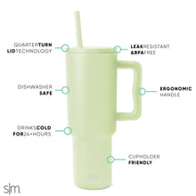 Simple Modern 40 oz Tumbler with Handle and Straw Lid | Insulated Cup Reusable Stainless Steel Water Bottle Travel Mug Cupholder Friendly | Gifts for Women Men Him Her | Trek Collection | Almond Birch