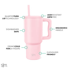 Simple Modern 40 oz Tumbler with Handle and Straw Lid | Insulated Cup Reusable Stainless Steel Water Bottle Travel Mug Cupholder Friendly | Gifts for Women Men Him Her | Trek Collection | Almond Birch