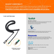 IPD IPH-255 Optimo-X Duo Ear Noise Canceling,Corded Headset for Call Center,Office&Landline Phones with U10P-S Bottom Cable W RJ9 Jack Cable Works with Yealink,Snom,Lg &Other IP Phones