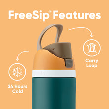 Owala FreeSip Insulated Stainless Steel Water Bottle with Straw for Sports and Travel, BPA-Free, 24oz, Iced Breeze