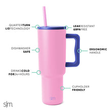 Simple Modern 40 oz Tumbler with Handle and Straw Lid | Insulated Cup Reusable Stainless Steel Water Bottle Travel Mug Cupholder Friendly | Gifts for Women Men Him Her | Trek Collection | Almond Birch