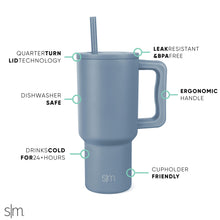 Simple Modern 40 oz Tumbler with Handle and Straw Lid | Insulated Cup Reusable Stainless Steel Water Bottle Travel Mug Cupholder Friendly | Gifts for Women Men Him Her | Trek Collection | Almond Birch