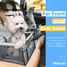 Petbobi Pet Reinforce Dog Car Seat for Dog Portable and Breathable Dog Car Booster Seat with Seat Belt Dog Carrier Safety Car Seat for Travel, with Clip on Leash with PVC Tube (Cationic Fabric Grey)