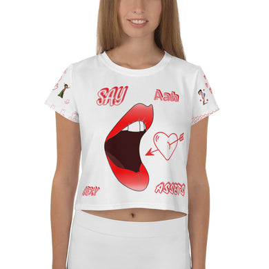All-Over Print Crop Tee Say Ahh
