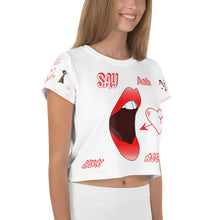 All-Over Print Crop Tee Say Ahh