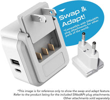 European Plug Travel Adapter Set, 20W PD & QC, Safe Dual USB & USB-C - 2 USA Socket - Compact - Use in Germany, France, Italy, UK - Includes Type E/F, Type C, Type G Swadapt Attachments