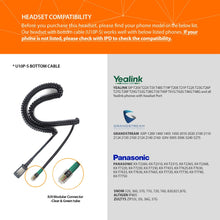 IPD IPH-250 Optimo-X Single Ear Noise Cancelling,Corded Headset for Call Center,Office&Landline Phones with U10P-S Bottom Cable W RJ9 Jack Cable -Compatible with with Yealink,Snom,Lg IP Phones
