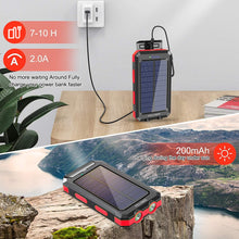 Solar Charger, YELOMIN 20000Mah Portable Waterproof Solar Power Bank for Cellphones Tablets External Backup Battery Pack Built-In Dual USB Outputs/Led Flashlights, Suitable for Outdoor Camping Travel