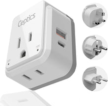 European Plug Travel Adapter Set, 20W PD & QC, Safe Dual USB & USB-C - 2 USA Socket - Compact - Use in Germany, France, Italy, UK - Includes Type E/F, Type C, Type G Swadapt Attachments