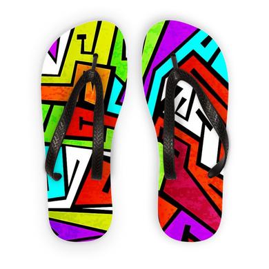 colorful-graffiti-vector Adult Flip Flops