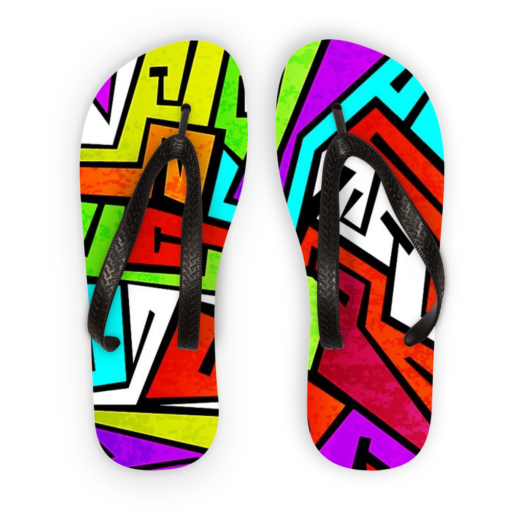 colorful-graffiti-vector Adult Flip Flops